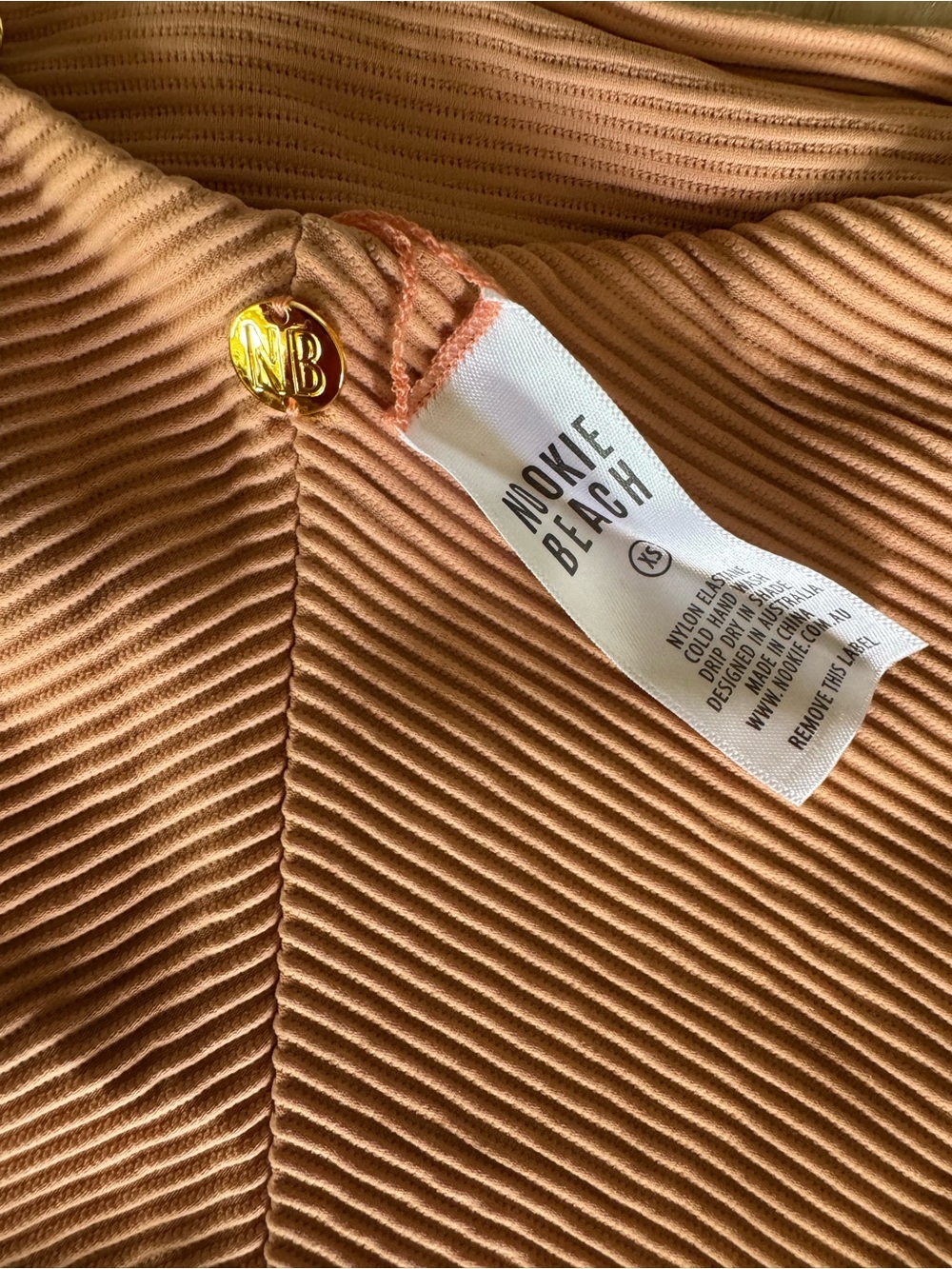 Nookie Peach Ribbed One-Shoulder Top - Picture 4 of 6
